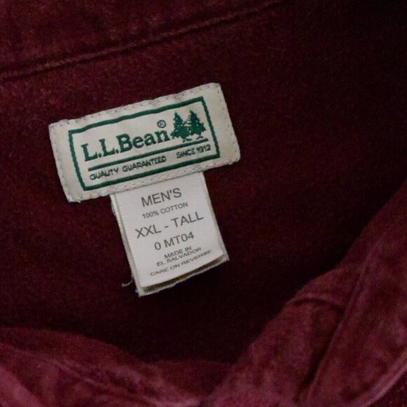 Vintage L.L. Bean Maroon Heavyweight Thick Cotton Button Up Outdoor Shirt 2XLT - Picture 10 of 10